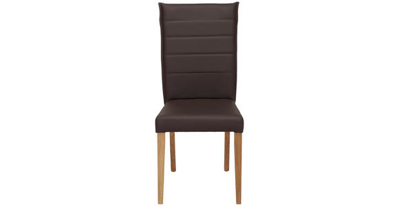 STUHL in Holz, Leder Braun, Eichefarben - Eichefarben/Braun, KONVENTIONELL, Leder/Holz (45/101/61cm) - Venda