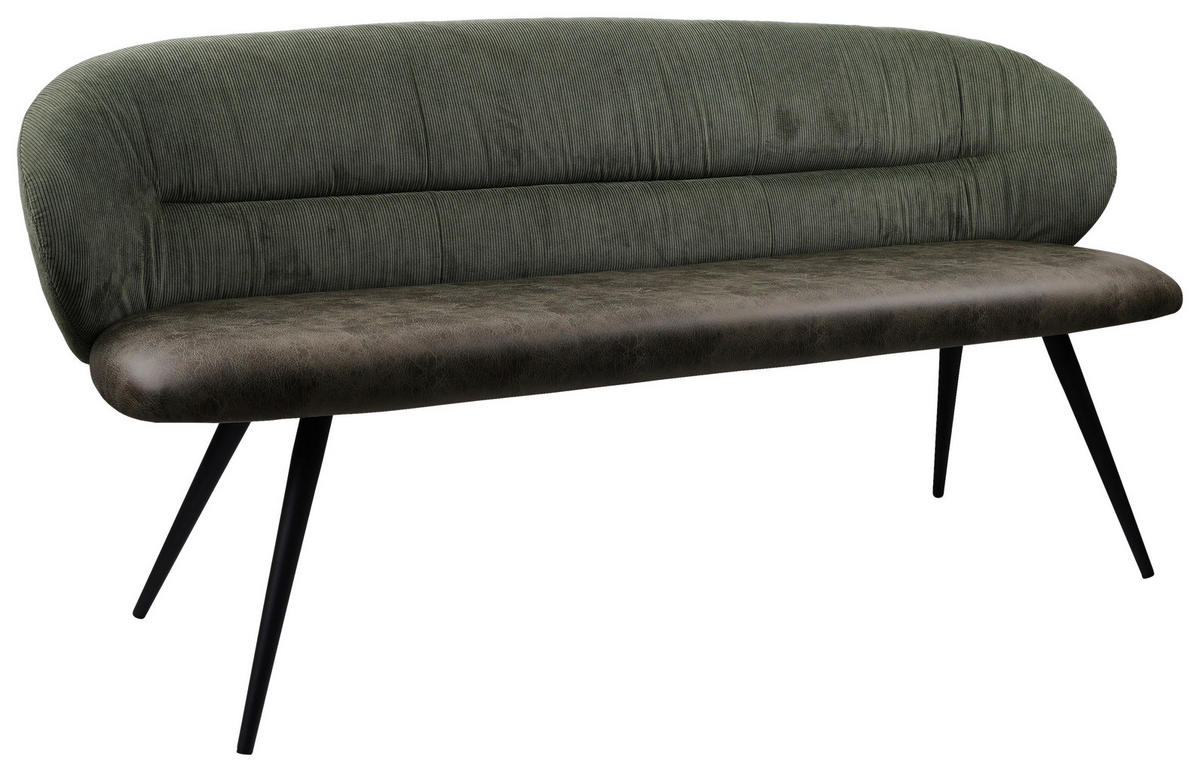 SITZBANK 168/82/62 cm Struktur Grün  - Schwarz/Grün, MODERN, Textil/Metall (168/82/62cm) - MID.YOU