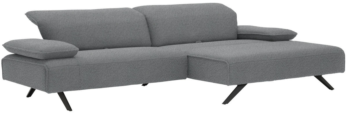 ECKSOFA in Flachgewebe Hellgrau  - Anthrazit/Hellgrau, Design, Textil/Metall (280/165cm) - Johann Jakob