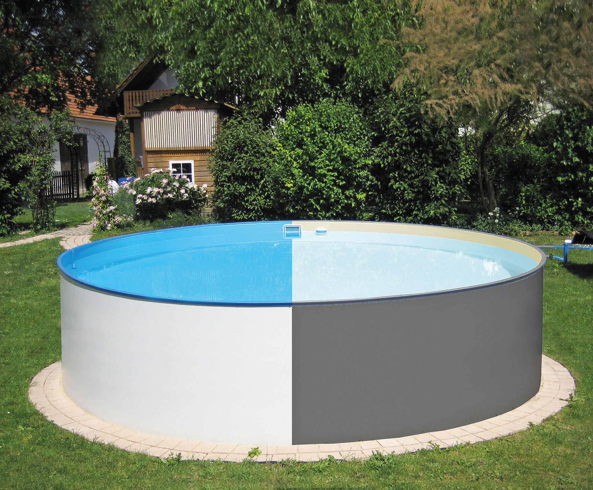 POOL STEELY ANTHRAZIT  - Anthrazit/Hellblau, Basics (18600l)