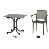 GARTENGARNITUR 5-teilig Stahl  - Grün, Basics, Kunststoff/Metall (80/80/80cm) - Siena Garden