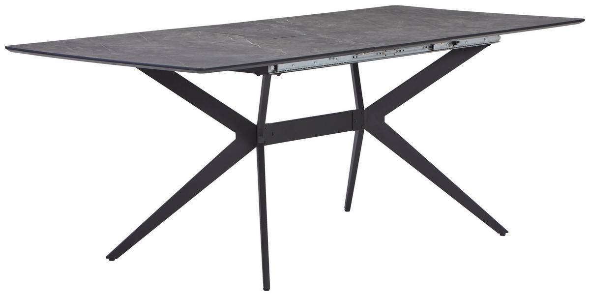 ESSTISCH Grau, Schwarz rechteckig  ausziehbar  - Schwarz/Grau, MODERN, Holzwerkstoff/Metall (160/90/75cm) - MID.YOU