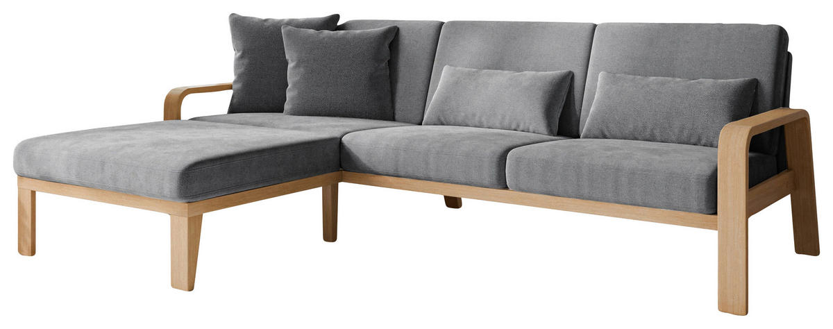 ECKSOFA Grau Struktur  - Naturfarben/Grau, KONVENTIONELL, Holz/Textil (178/264cm) - Cantus