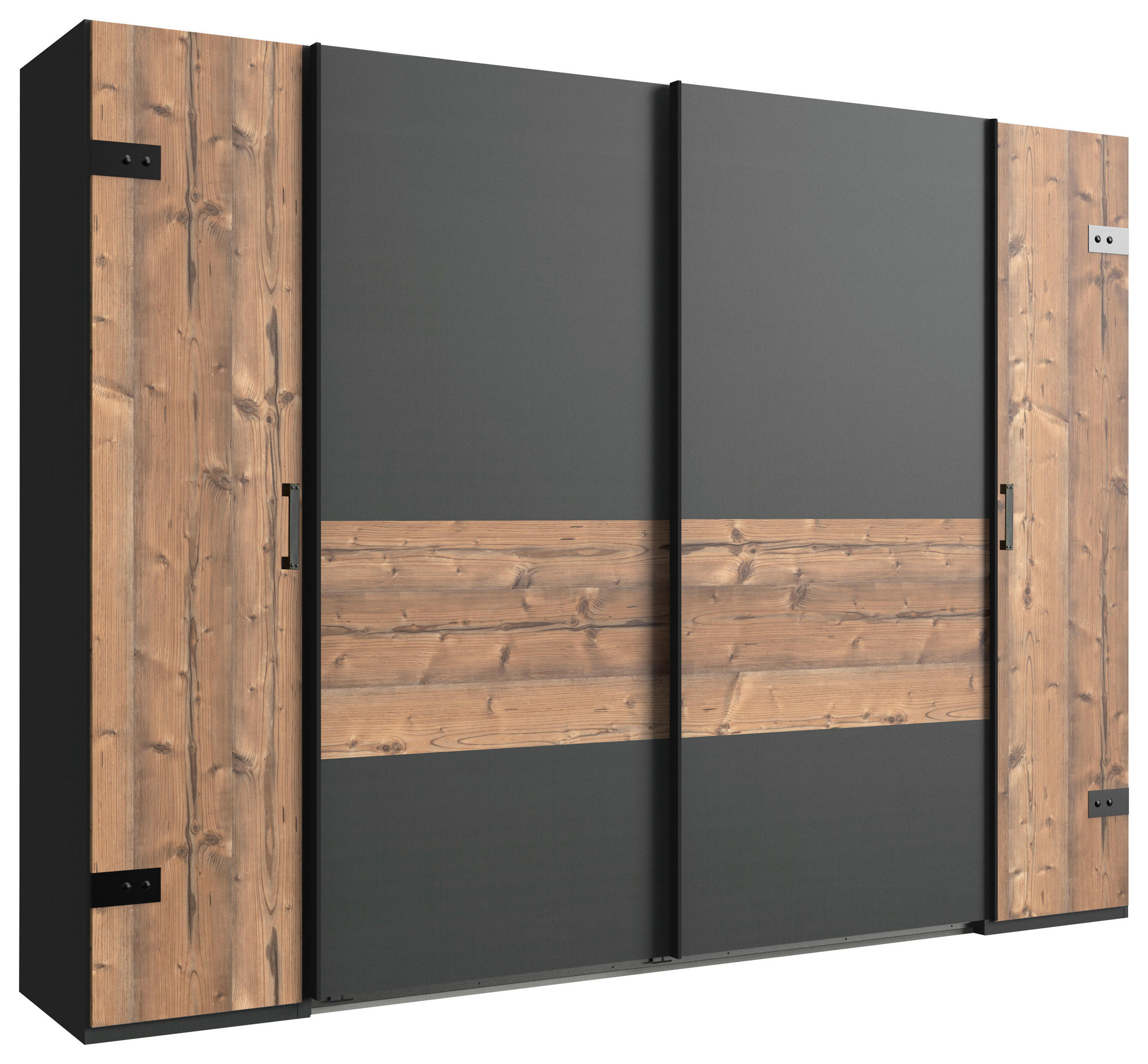 OMARA ZA OBLAČILA,  - barve grafita, Trend, kovina/leseni material (270/210/58cm) - Ti'me