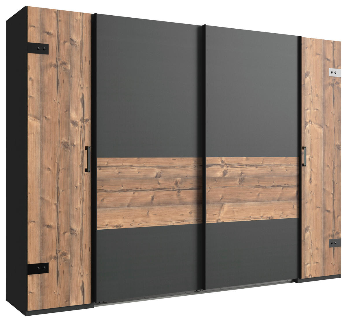 OMARA ZA OBLAČILA,  - barve grafita, Trend, kovina/leseni material (270/210/58cm) - Ti'me