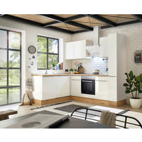 HÖRNKÖK 250/170 cm  i vit, vit högglans  - vit/aluminiumfärg, Lifestyle, trämaterial/plast (250/170cm) - Respekta