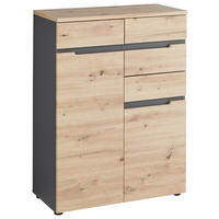 KOMMODE  in 80/107/38 cm  - Schwarz/Graphitfarben, Design, Holzwerkstoff/Kunststoff (80/107/38cm) - Voleo