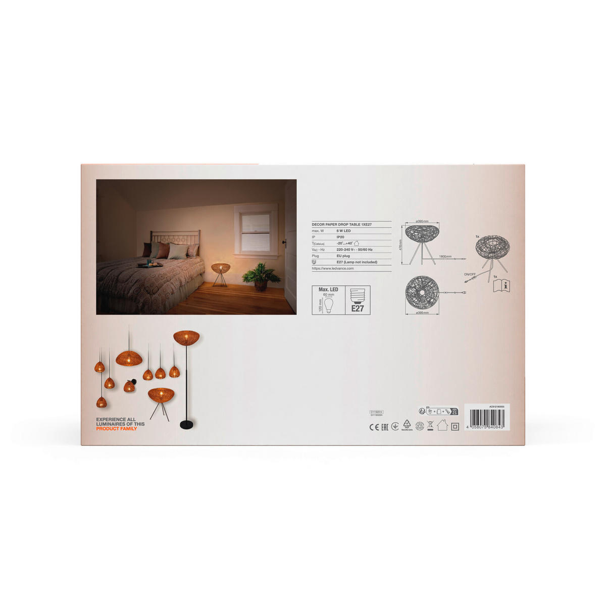 TISCHLEUCHTE 39,5/47,6 cm   - Beige, Natur, Papier/Metall (39,5/47,6cm) - Ledvance