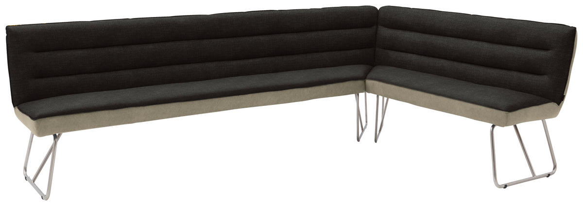 ECKBANK 284/184 cm Flachgewebe Anthrazit, Edelstahlfarben, Greige   - Edelstahlfarben/Greige, Design, Textil/Metall (284/184cm) - Dieter Knoll
