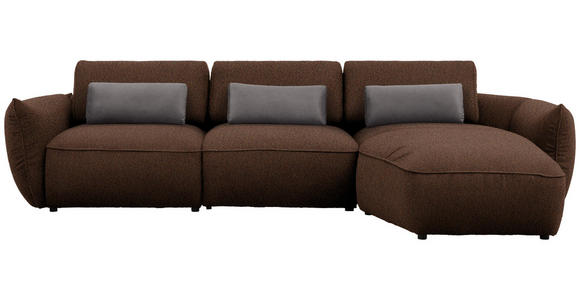 ECKSOFA  in Chenille Braun  340/190 cm  - Schwarz/Braun, Design, Kunststoff/Textil (340/190cm) - Belluti