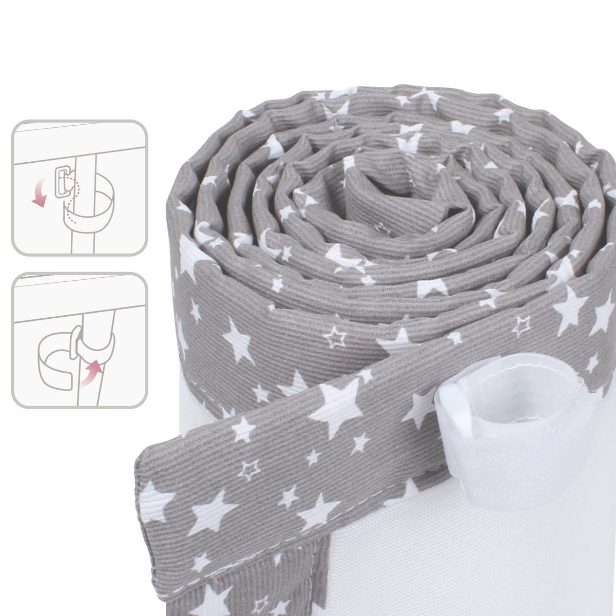 NESTCHEN babybay Nestchen 3D Mesh  - Grau, Basics, Naturmaterialien (168/24/2cm) - Tobi