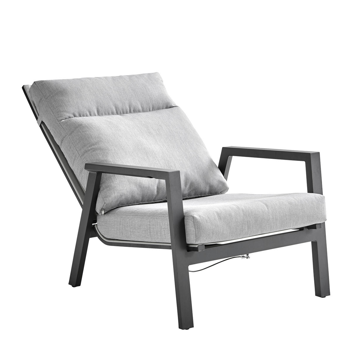 LOUNGE NASLANJAČ mrežasta prevleka aluminij  - siva/antracit, Trendi, kovina/tekstil (87/97/72cm) - Amatio
