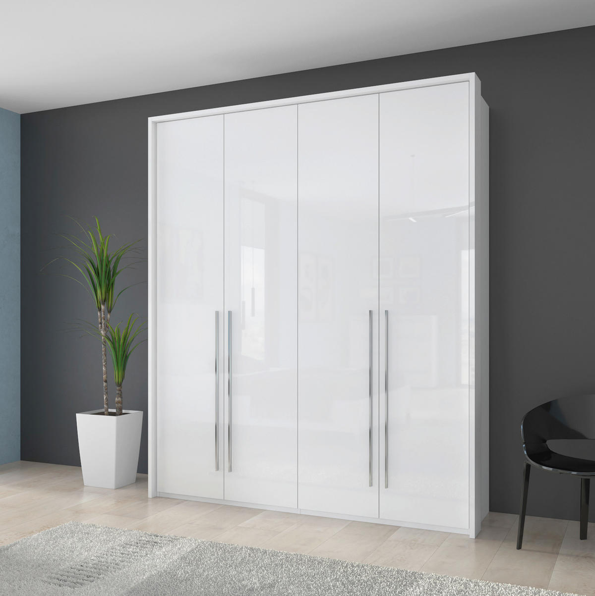 ORMAR SA KLASIČNIM VRATIMA bela visoki sjaj, bela  187/226/60 cm  - bela visoki sjaj/bela, Dizajnerski, pločasti materijal/plastika (187/226/60cm)