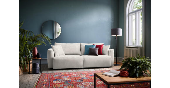 SCHLAFSOFA Velours Creme Zierkissen, Rückenkissen, Bettkasten, Schlaffunktion, Rücken echt  - Creme/Schwarz, Design, Kunststoff/Textil (250/92/105cm) - Carryhome