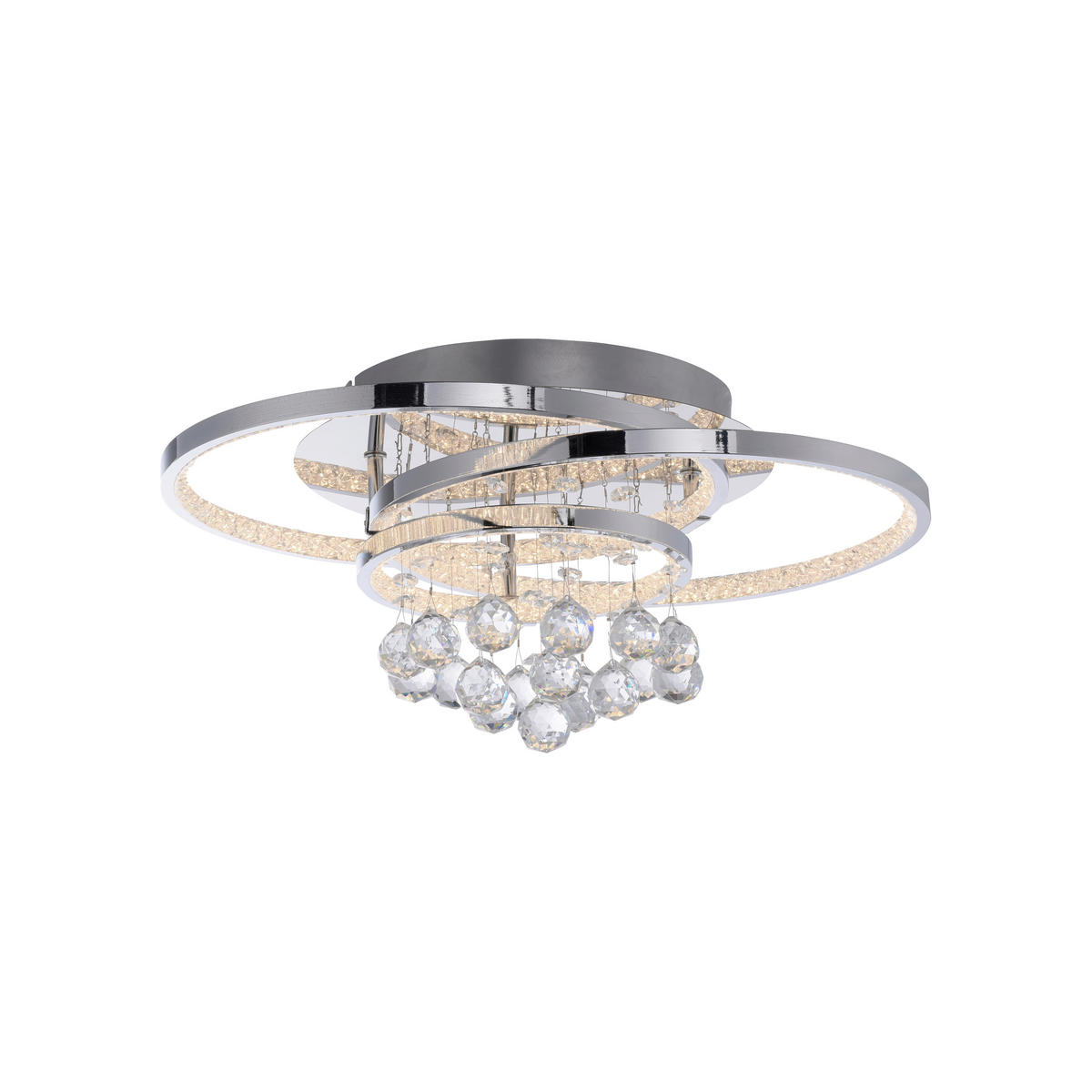 LED-DECKENLEUCHTE Rotazo 45/33/22 cm   - Chromfarben, Design, Glas/Metall (45/33/22cm) - Paul Neuhaus