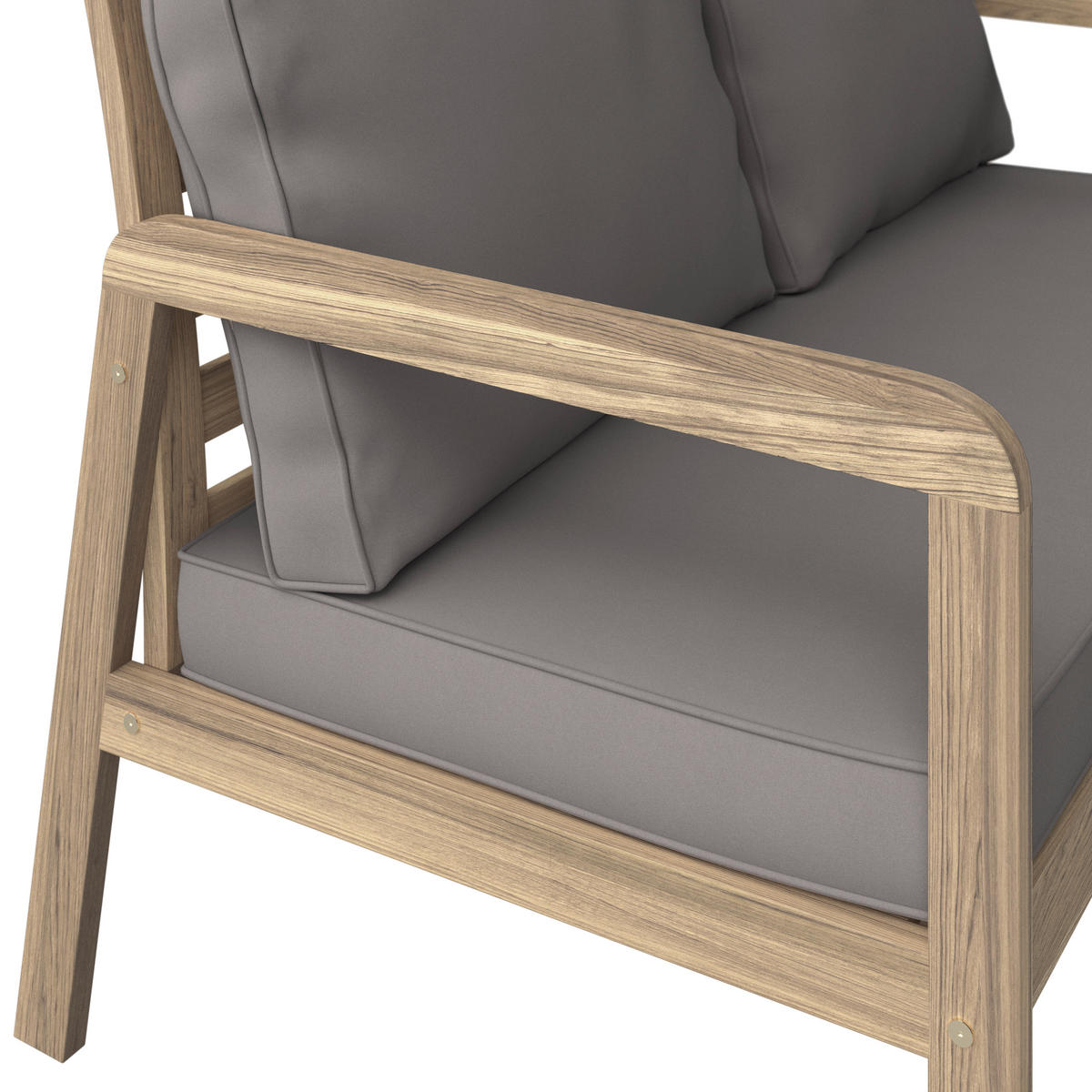 VRTNI SET   drvo, tekstil  svijetlo siva, boje tikovine    - boje tikovine/svijetlo siva, Moderno, drvo/tekstil (85/116/60/35/72/72/55/64/64cm) - Ambia Garden