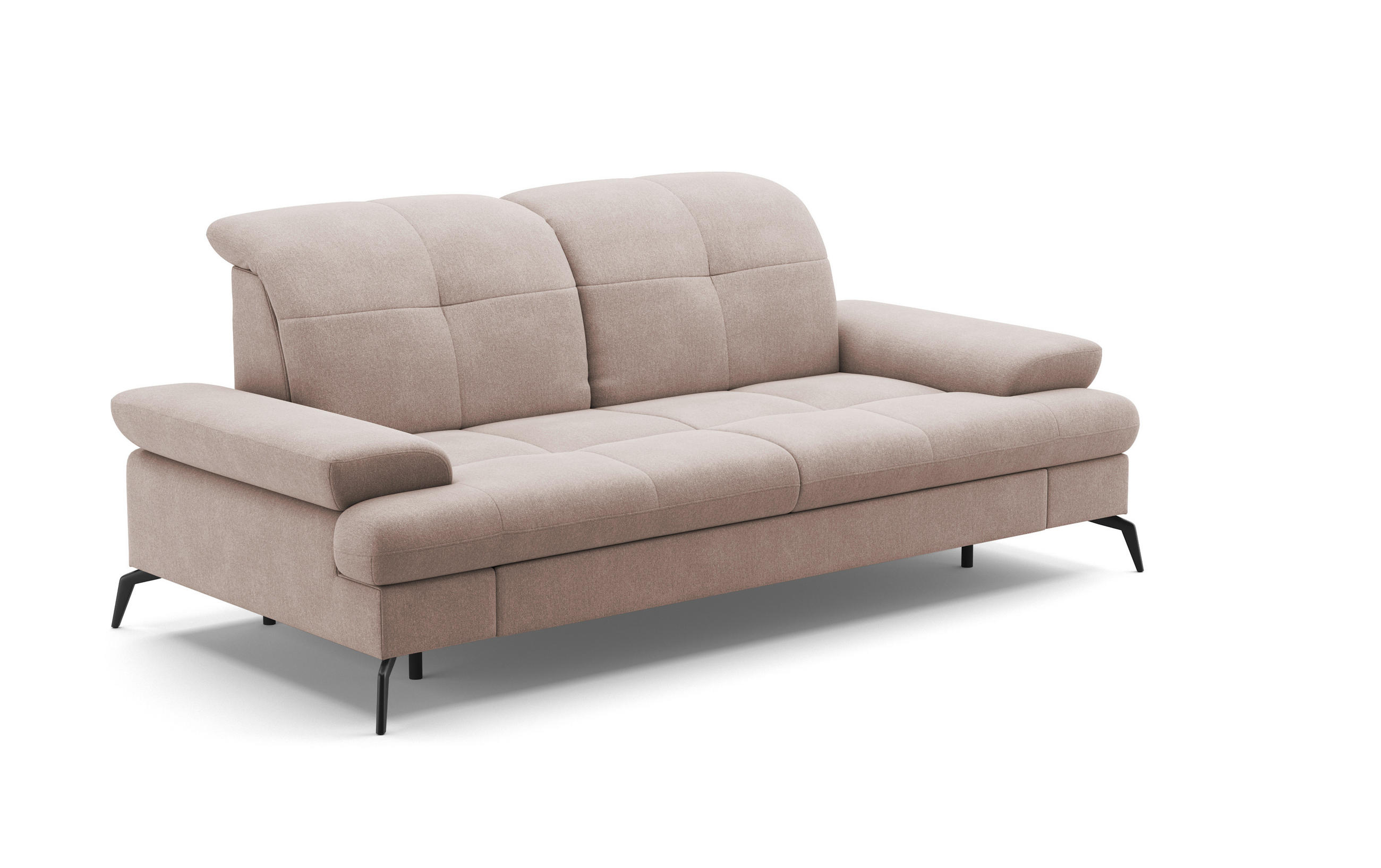3-SITZER-SOFA Flachgewebe Greige  - Greige/Schwarz, KONVENTIONELL, Textil/Metall (212/90/122cm) - Sit & More