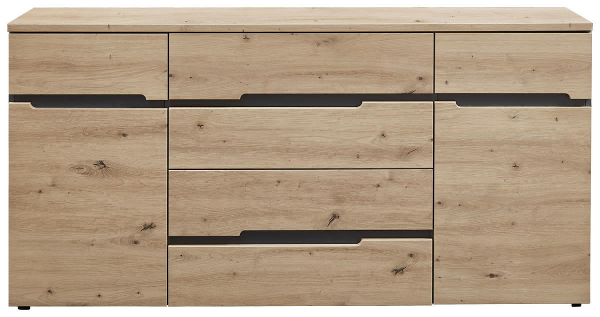 ŠIROKÁ KOMODA, barvy grafitu, dub artisan, 165/82/44 cm - černá/barvy grafitu, Trend, kompozitní dřevo/plast (165/82/44cm) - Carryhome