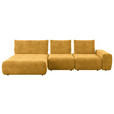 ECKSOFA in Velours Currygelb 174/347 cm - Currygelb/Schwarz, Design, Kunststoff/Textil (174/347cm) - Xora
