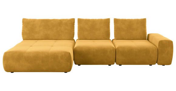 ECKSOFA in Velours Currygelb 174/347 cm - Currygelb/Schwarz, Design, Kunststoff/Textil (174/347cm) - Xora