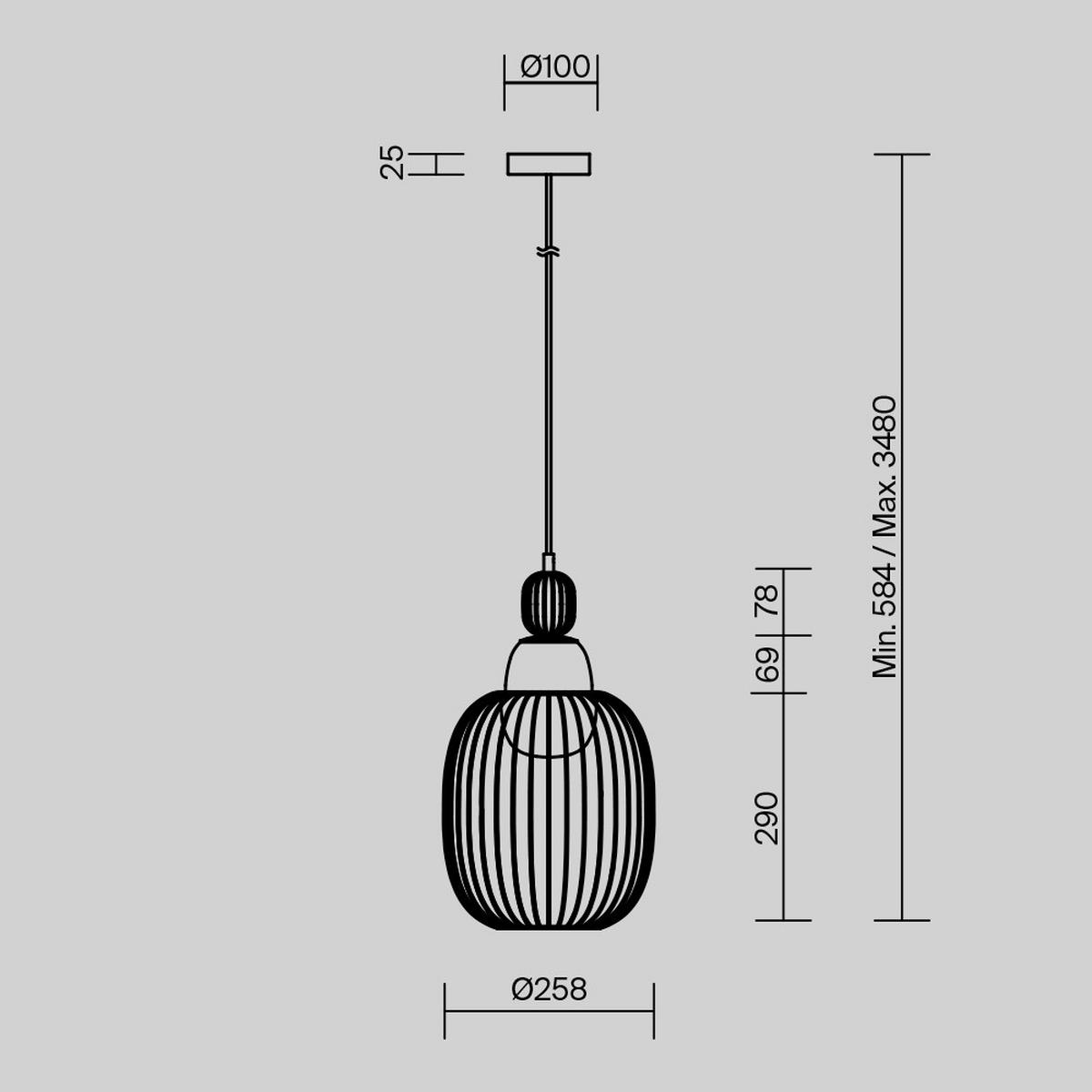 PENDELLAMPA Levitation 25.8/348 cm  - mässingsfärgad, Design, metall (25.8/348cm) - MAYTONI