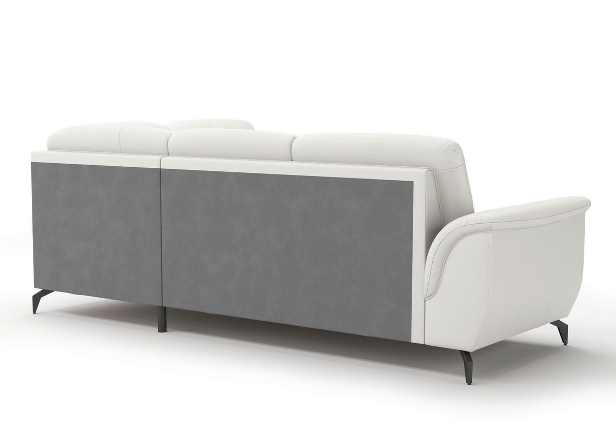 ECKSOFA in Vliesstoff Kombination Echtleder/Stoff Weiß  244/212 cm  - Schwarz/Weiß, MODERN, Leder/Textil (244/212cm) - Sit & More