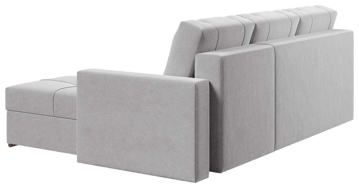 ECKSOFA Hellgrau Samt  - Chromfarben/Hellgrau, KONVENTIONELL, Kunststoff/Textil (233/140cm) - Carryhome