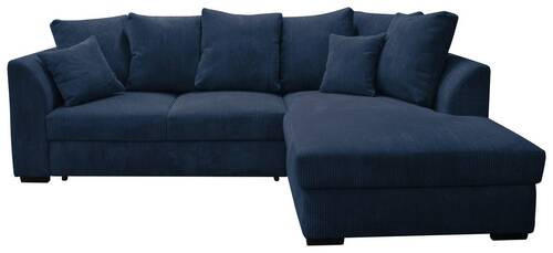 ECKSOFA inkl.Funktionen Dunkelblau Cord  - Schwarz/Dunkelblau, Design, Kunststoff/Textil (259/174cm) - Cantus