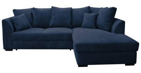 ECKSOFA in Cord Dunkelblau  - Schwarz/Dunkelblau, Design, Kunststoff/Textil (259/174cm) - Cantus