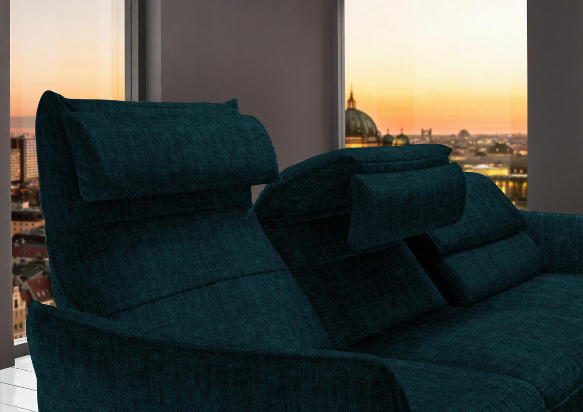 ECKSOFA in Velours Waldgrün  - Waldgrün/Schwarz, Design, Textil/Metall (283/153cm) - Valdera