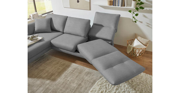 ECKSOFA  in Flachgewebe Hellgrau Armteilverstellung, Relaxfunktion, Drehsitzfunktion  175-224/255-365 cm  - Hellgrau/Schwarz, Design, Textil/Metall (175-224/255-365cm) - Dieter Knoll