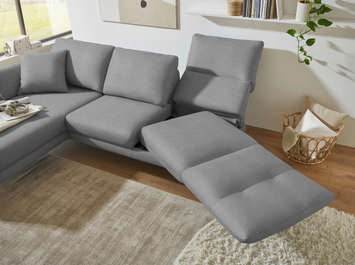 ECKSOFA  in Flachgewebe Hellgrau  175-224/255-365 cm  - Hellgrau/Schwarz, Design, Textil/Metall (175-224/255-365cm) - Dieter Knoll