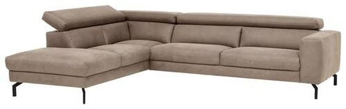 ECKSOFA in Mikrofaser Beige  - Beige/Schwarz, Modern, Textil/Metall (233/305cm) - Trendmanufaktur