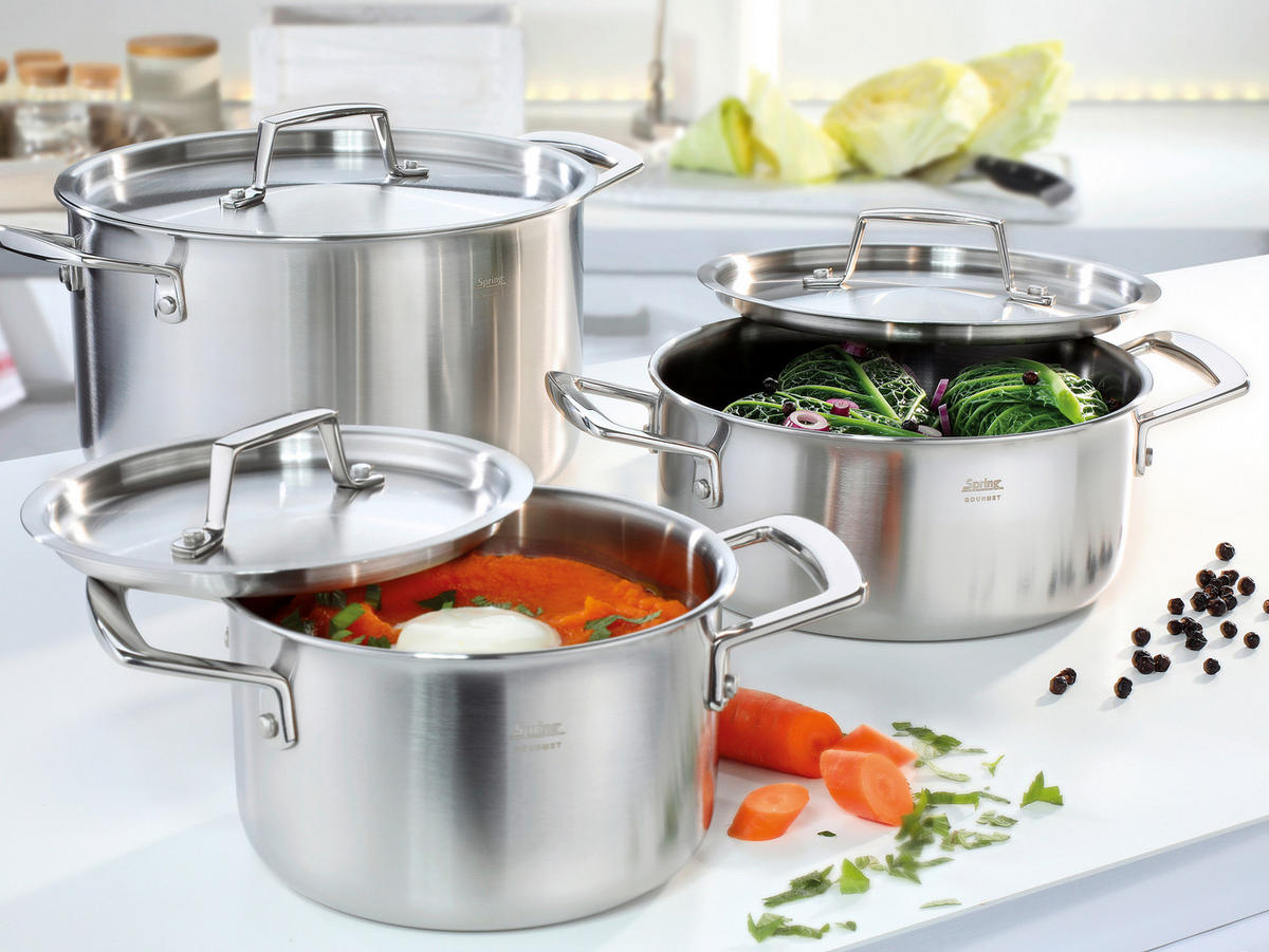 KOCHTOPFSET GOURMET  - Silberfarben, Basics, Metall - Spring