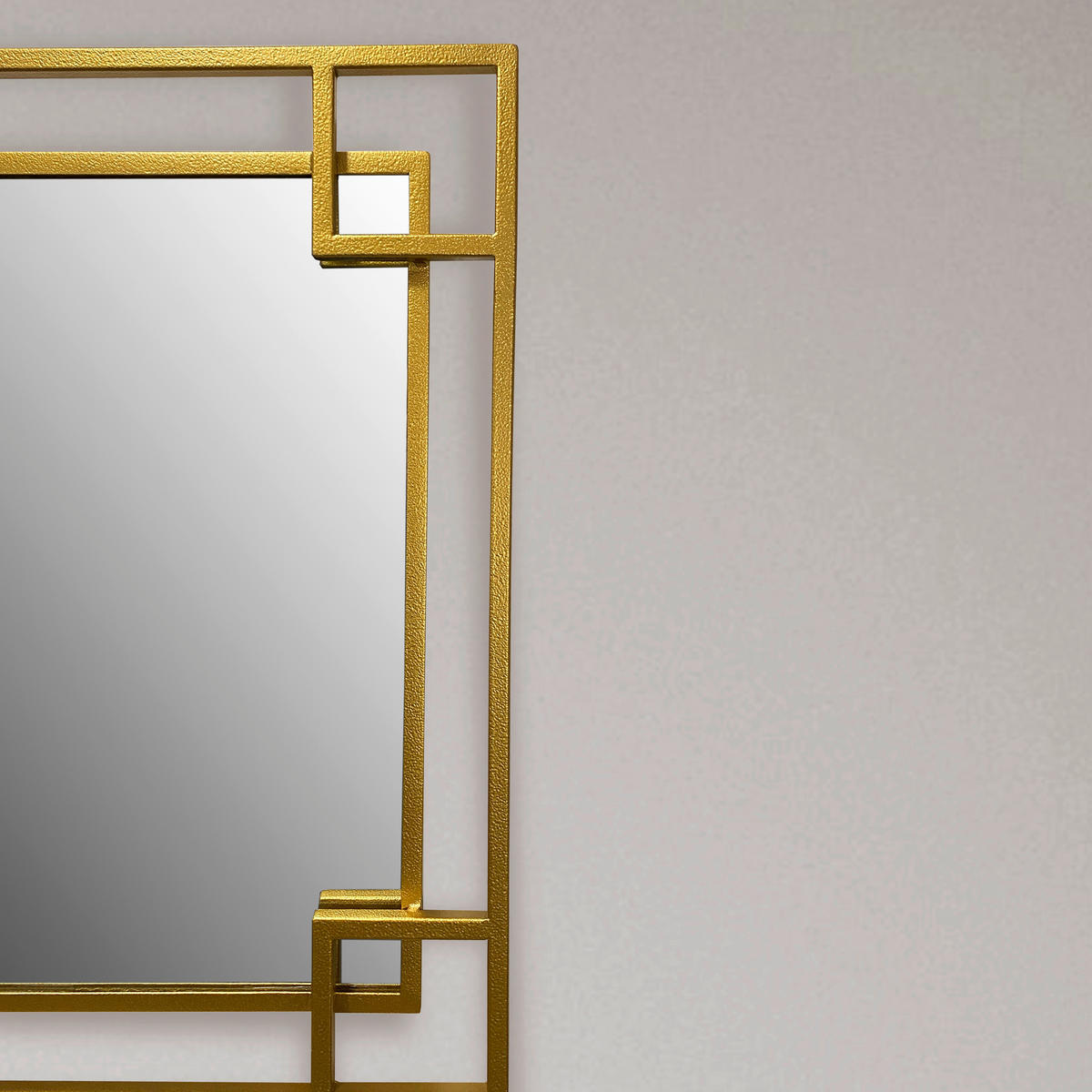 STENSKO OGLEDALO, 80/80/3 cm steklo  - zlate barve, Design, kovina/steklo (80/80/3cm) - MID.YOU