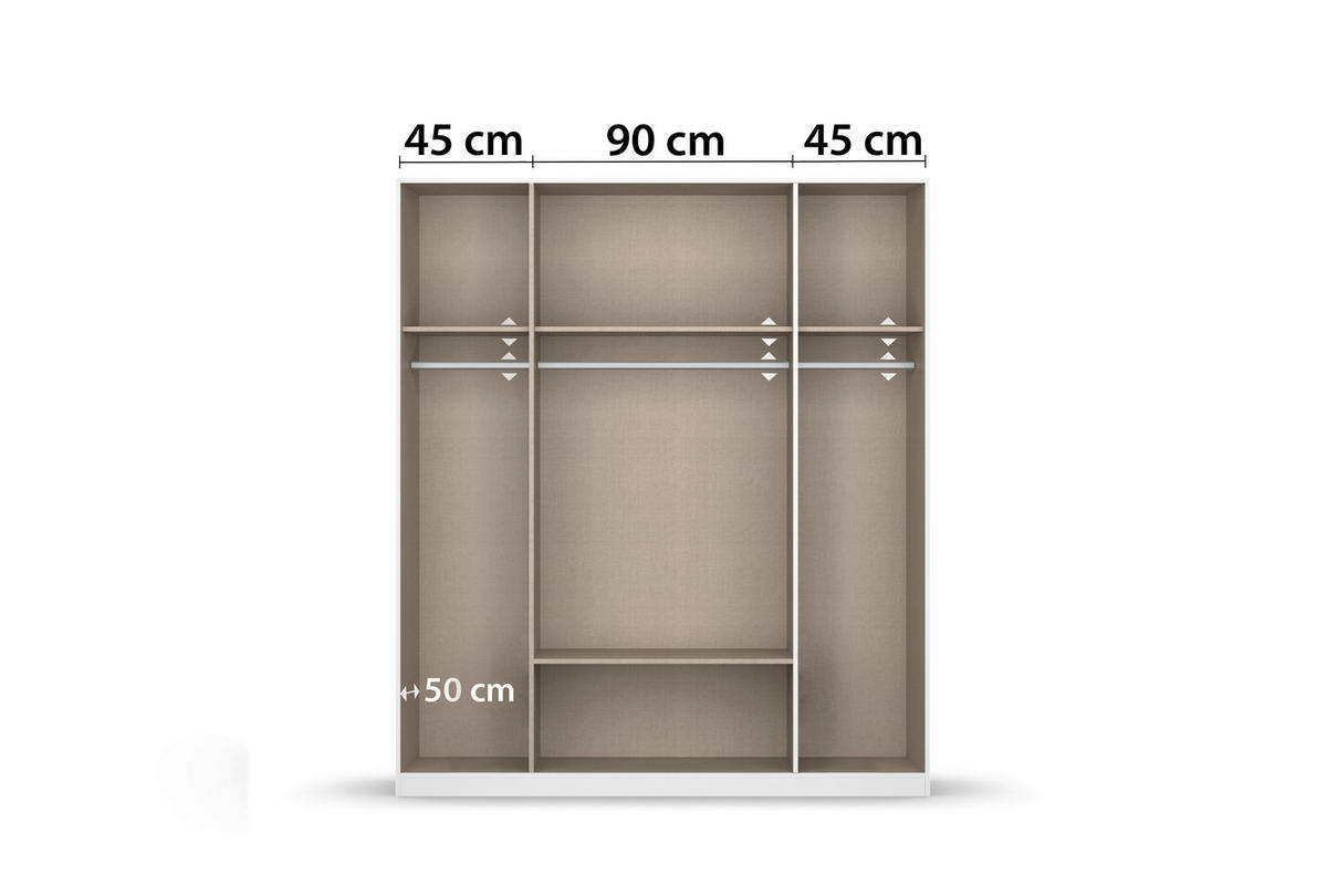 KLEIDERSCHRANK in Weiss, Eiche Artisan  - Weiss/Eiche Artisan, Basics, Holzwerkstoff/Metall (181/210/54cm) - Boxxx