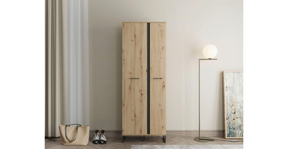 GARDEROBE 4-teilig  in 180/194,5/35 cm  - Schwarz/Eiche Artisan, Basics, Holzwerkstoff (180/194,5/35cm) - Carryhome