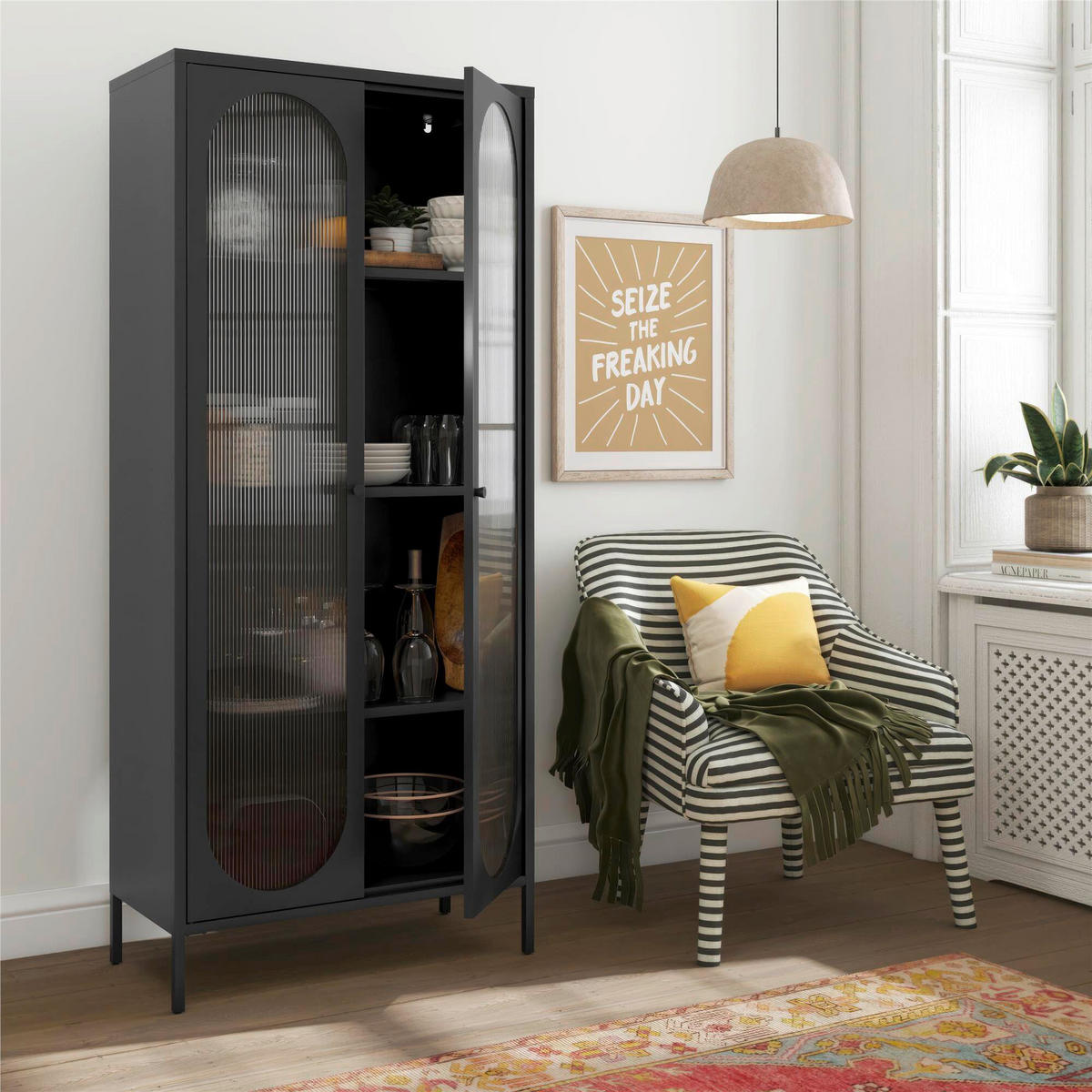 VITRINE  in Schwarz  - Schwarz, Design, Glas/Metall (80/40/186cm) - MID.YOU