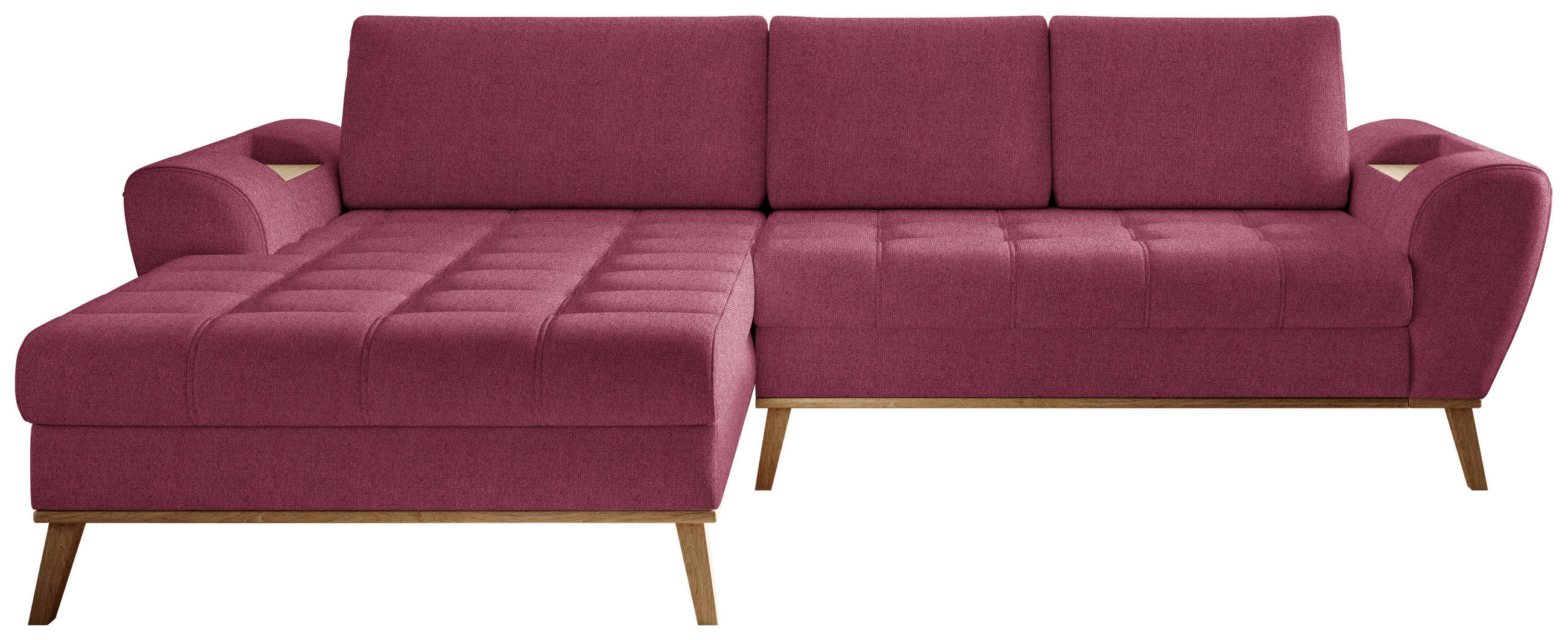 ECKSOFA in Webstoff Dunkelrot  - Eichefarben/Creme, Design, Holz/Textil (175/282cm) - Carryhome