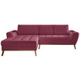 ECKSOFA in Webstoff Dunkelrot  - Eichefarben/Creme, Design, Holz/Textil (175/282cm) - Carryhome