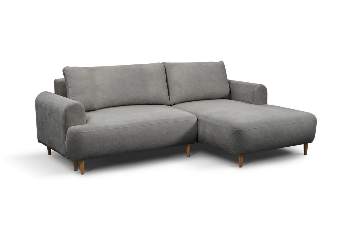 ECKSOFA Struktur Grau  - Naturfarben/Grau, Design, Holz/Textil (230/150cm) - MID.YOU