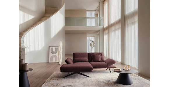 ECKSOFA  in Flachgewebe Bordeaux  155/234 cm  - Bordeaux/Schwarz, Design, Textil/Metall (155/234cm) - Dieter Knoll