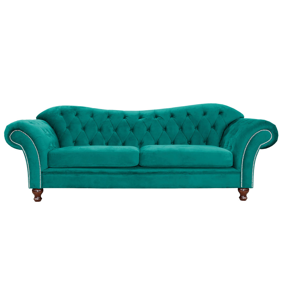 3-SITZER-SOFA SHEFFIELD Mikrofaser Türkis  - Türkis/Braun, Design, Holz/Textil (230/92/90cm) - P & B