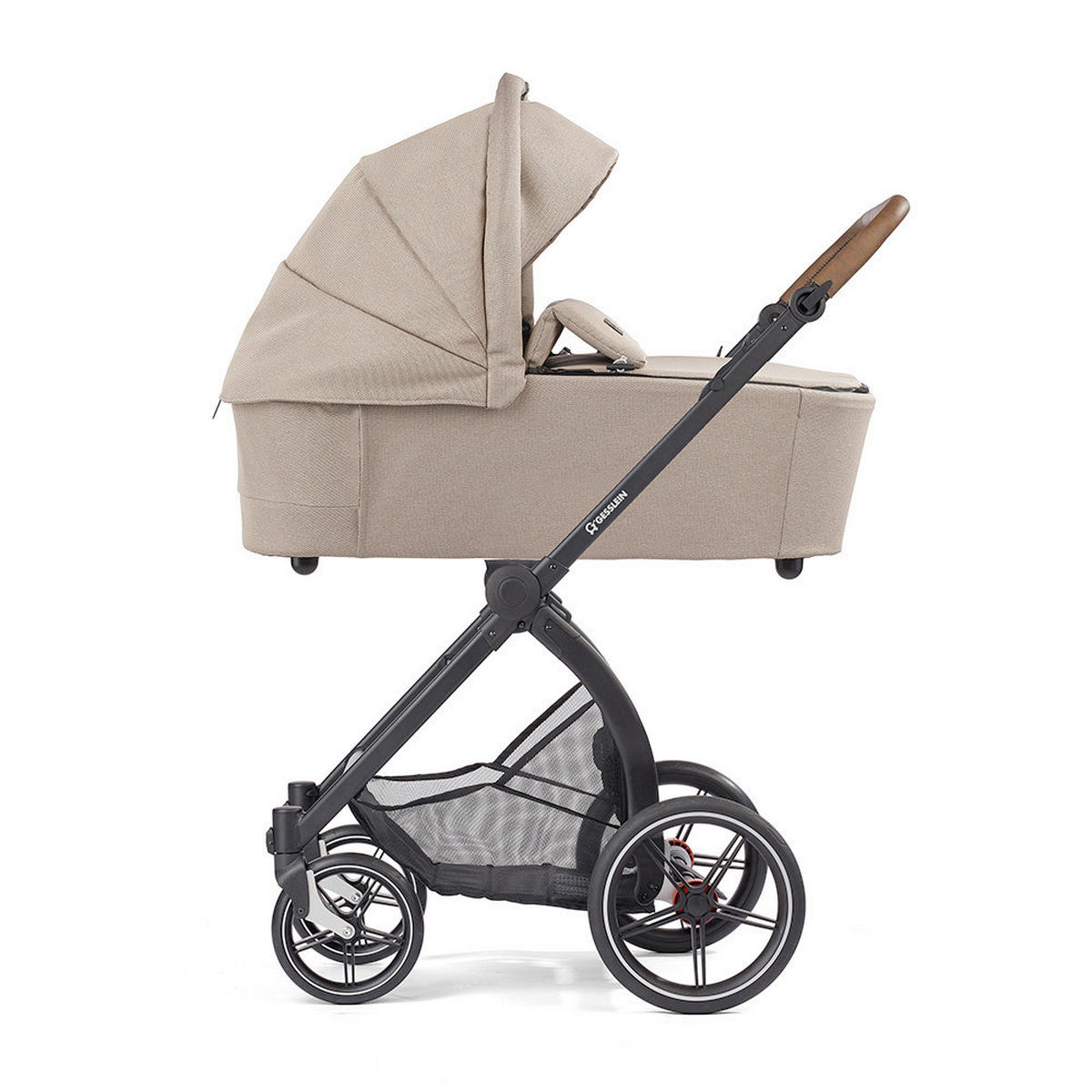 KOMBIKINDERWAGEN  FX4 Swing Set mit Handbremse  Camel-Tabak-Blume ecru  - Creme/Schwarz, Basics, Textil (100/55/130cm) - Gesslein