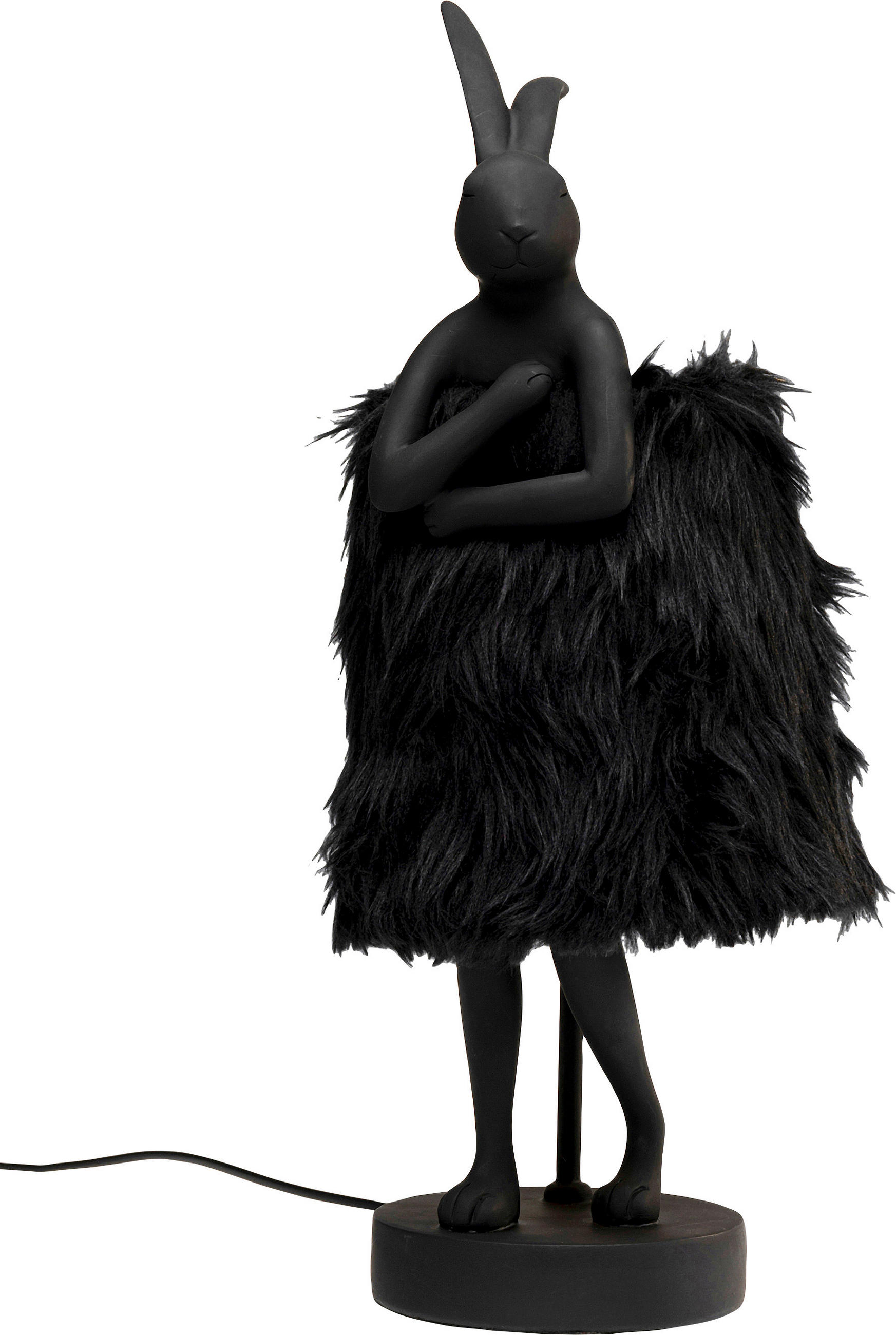 TISCHLEUCHTE 18/50/20 cm   - Schwarz, LIFESTYLE, Kunststoff/Fell (18/50/20cm) - Kare-Design