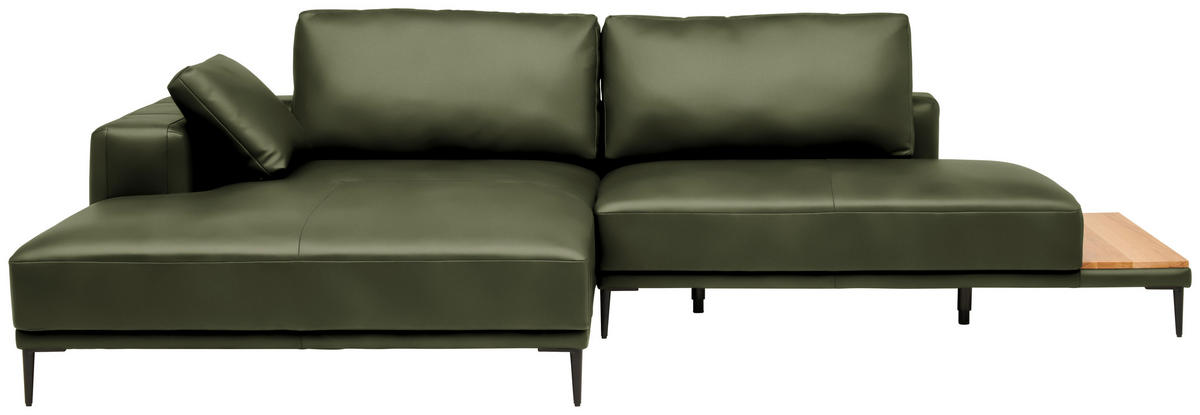 ECKSOFA  in Echtleder Grün  201/304 cm  - Schwarz/Grün, Design, Leder/Metall (201/304cm) - Belluti