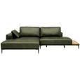 ECKSOFA  in Echtleder Grün  201/304 cm  - Schwarz/Grün, Design, Leder/Metall (201/304cm) - Belluti