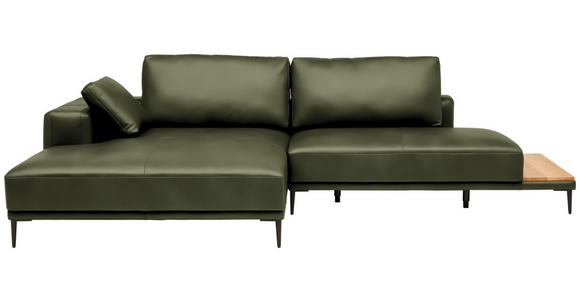 ECKSOFA  in Echtleder Grün  201/304 cm  - Schwarz/Grün, Design, Leder/Metall (201/304cm) - Belluti