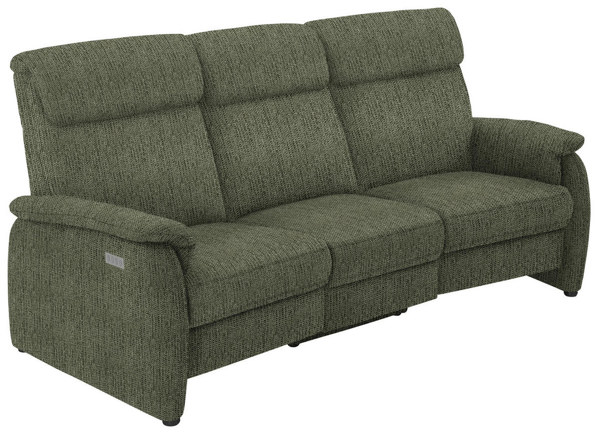 TRAPEZSOFA in Flachgewebe Dunkelgrün  - Dunkelgrün/Schwarz, Konventionell, Textil/Metall (219/107/97cm) - Pure Home Comfort