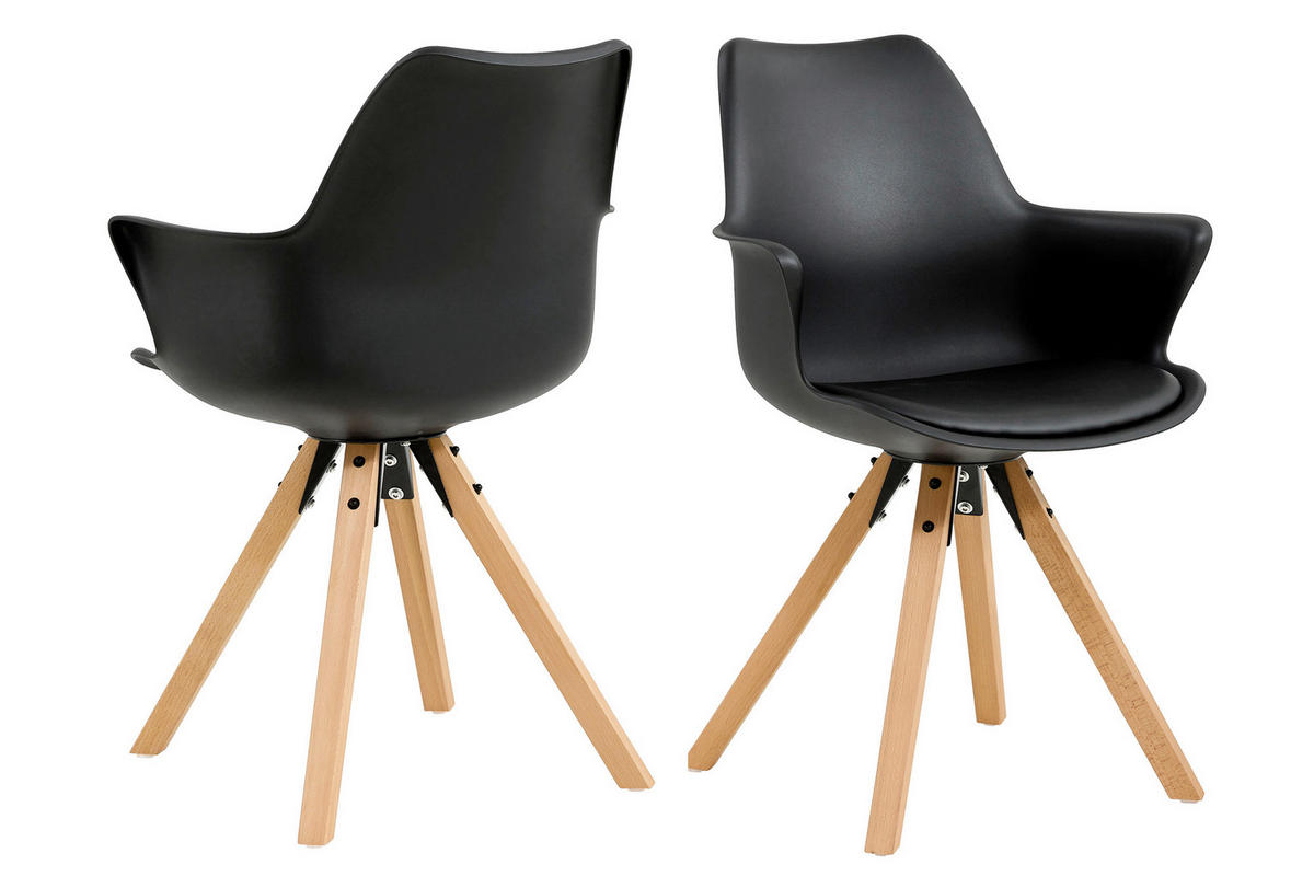 ARMLEHNSTUHL-SET 2 Stück  in  - Eichefarben/Schwarz, MODERN, Holz/Kunststoff (58/84/61cm) - Livetastic